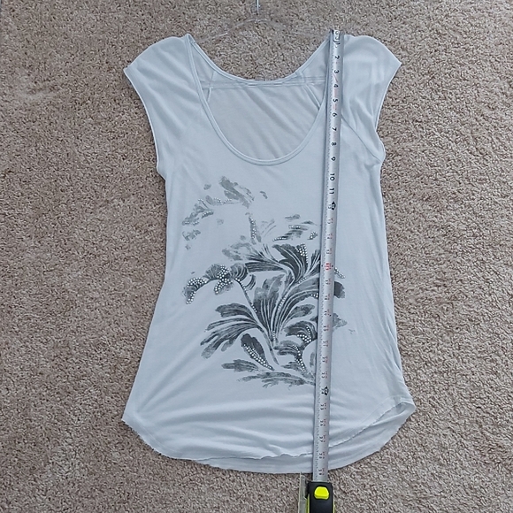 Baby Blue Floral Metallic Print Top - Picture 6 of 8